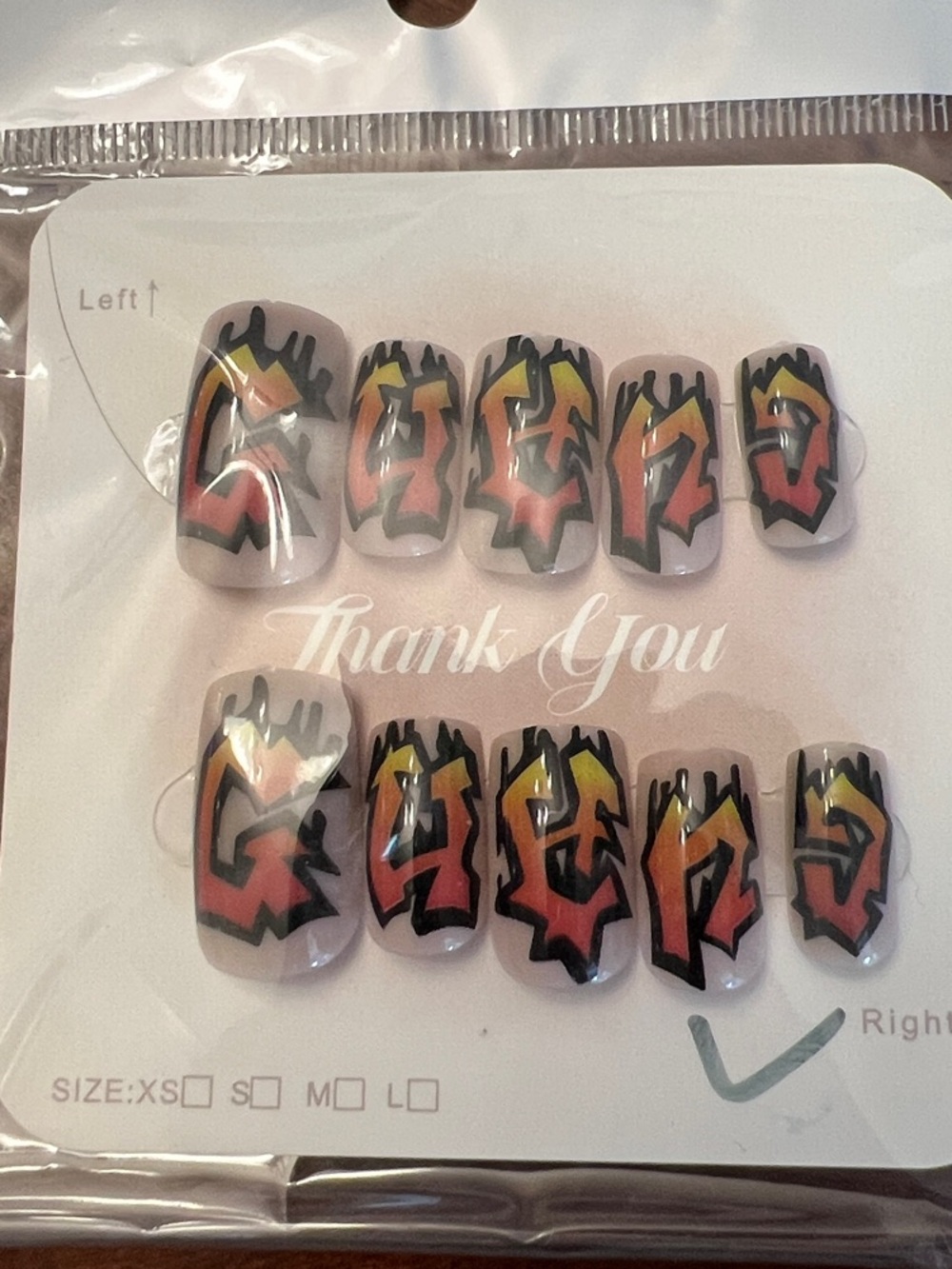 Graphic Flame Press-On Nails - Orange, Yellow, Black